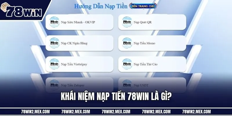 Khái niệm nạp tiền 78win là gì?